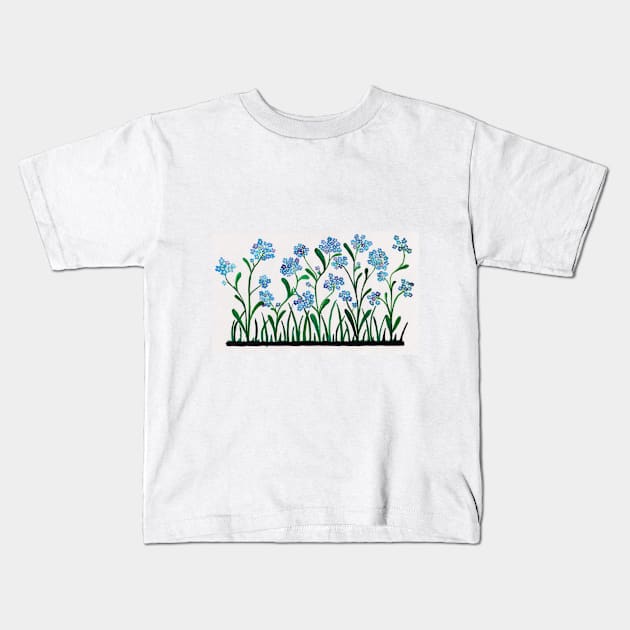 Watercolor - Forget me not flower Kids T-Shirt by Karoのkyuuto